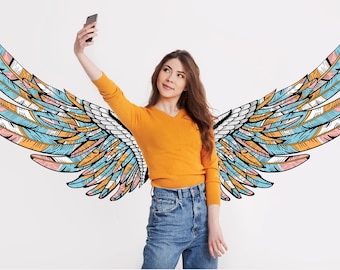 Angel Wings Sticker Wall Decal. Selfie Sticker. Butterfly Backdrop. Wings Backdrop. Angel Wings Backdrop. Peel and Stick Decal. #6256