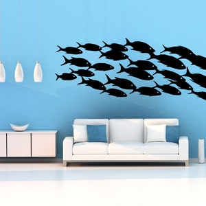 School of Fish Wall Decal Sticker. Fisherman Wallpaper Sticker. Fishing Wall Decor. Sports Fisherman Decor. Game Fishing Gift. #OS_MB629