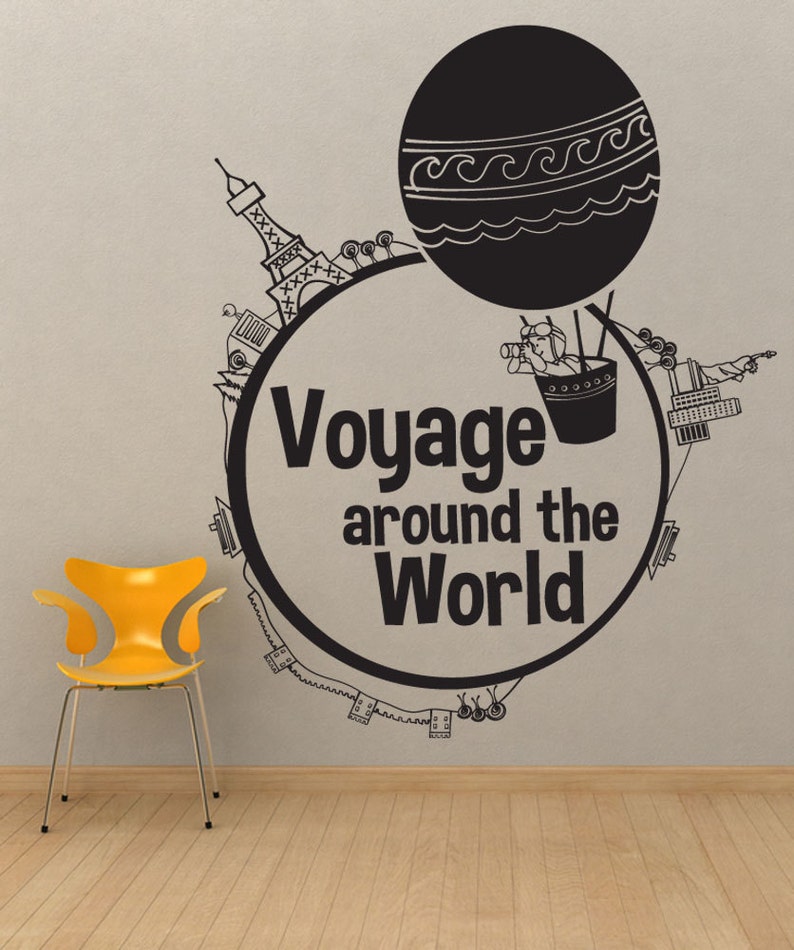 Vinyl Wall Decal Sticker Voyage Around the World OSDC564s image 1