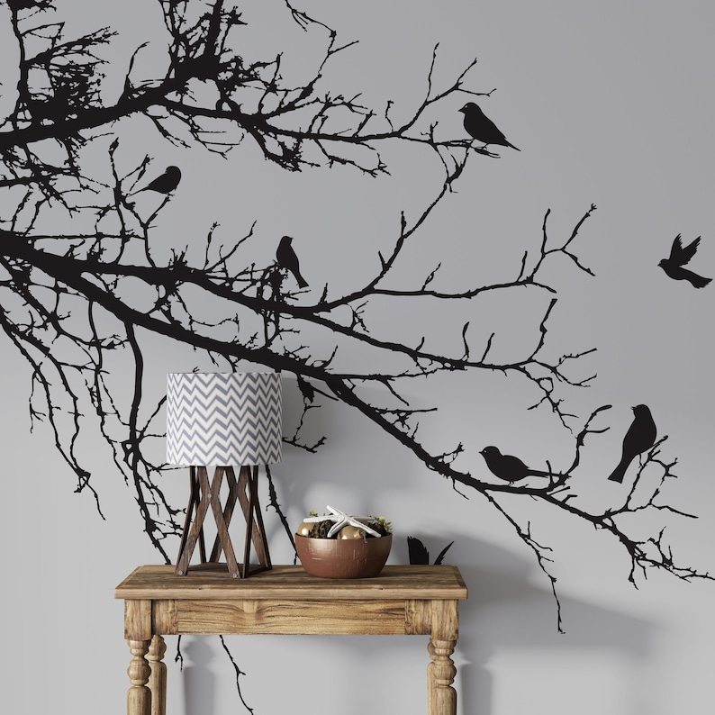 Birds on Tree Branch Vinyl Wall Decal Sticker. Bathroom / Etsy