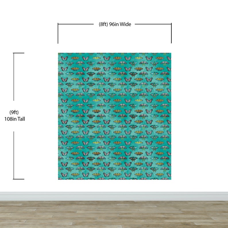 Butterfly Pattern on Green Background Wall Mural. Retro - Etsy