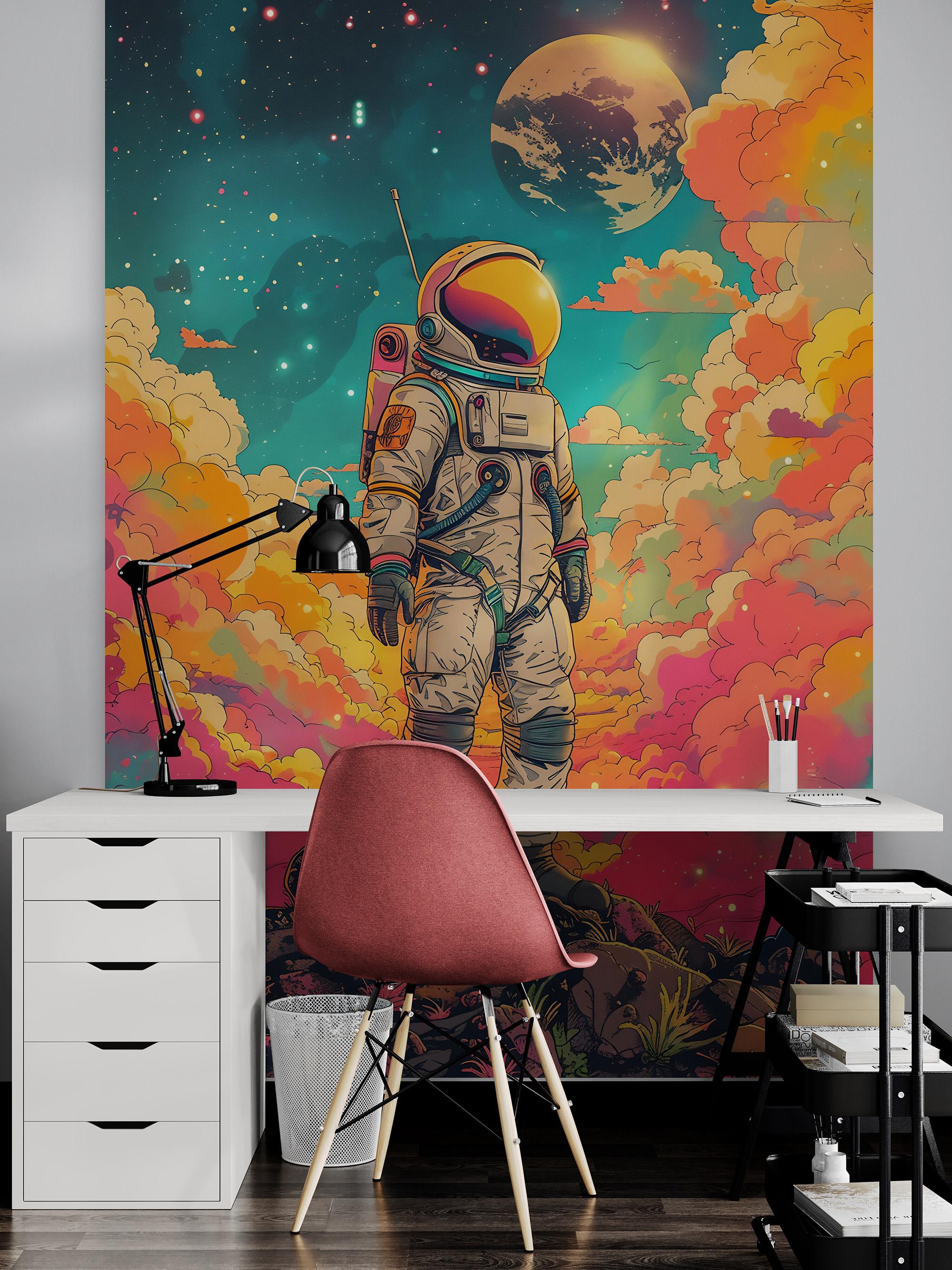 Bedroom Wallpaper. Colorful Astronaut Space Wall Mural. Kid's Room ...