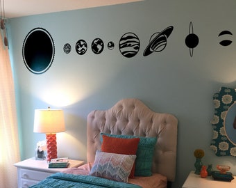 Vinyl Wall Decal Sticker Planets. Solar System Wall Art Decal. Classroom Planets Wall Sticker Decal. #OS_MG458