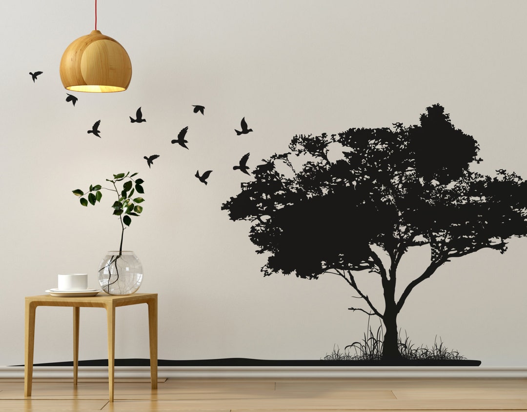 Flying Birds on Tree Vinyl Wall Decal Sticker. Nursery Room, Baby Room ...