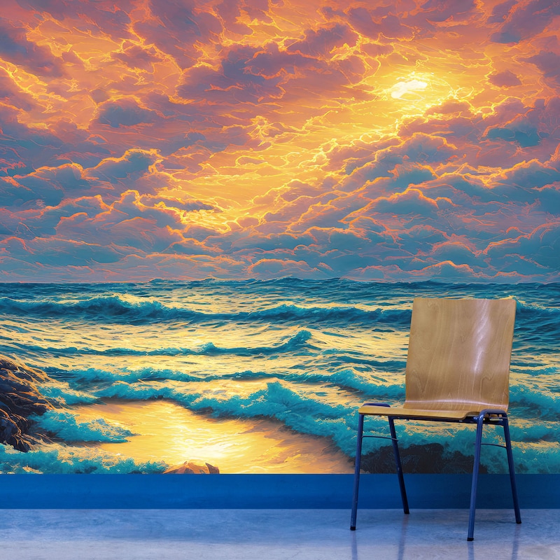 Tropical Beach Mural Wallpaper | Paradise Palm and Ocean View main image 1