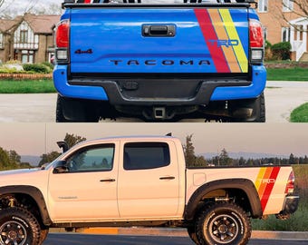 Tacoma TRD Retro Racing Stripes Tundra, 4Runner, FJ Cruiser. Ivan Stewart Stripes. Yellow, Orange, Red Stripes Truck Decal. #6968
