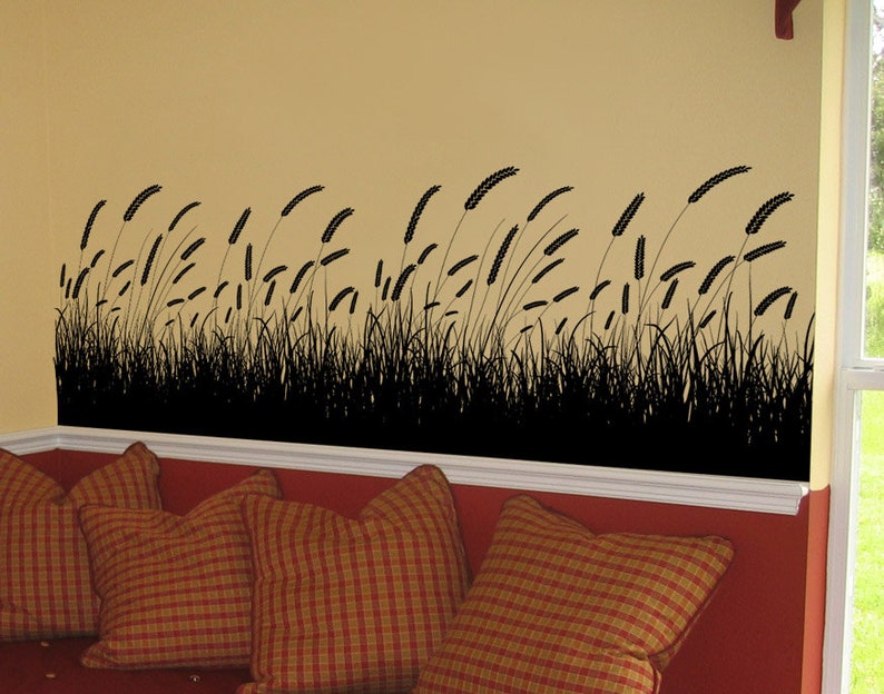 Grass Wall Decal Nature Decor Living room Wall Decor Bedroom Decoration Bathroom Wall Decor Kitchen Border Grass Wall Sticker Decor. 333 image 3