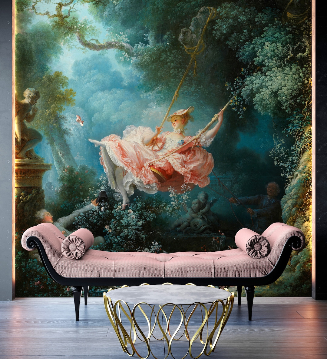 Redbubble Green Bay Shower Curtain The Swing Wallpaper Retro Vintage Wall  Mural Print, image size:1080x1184