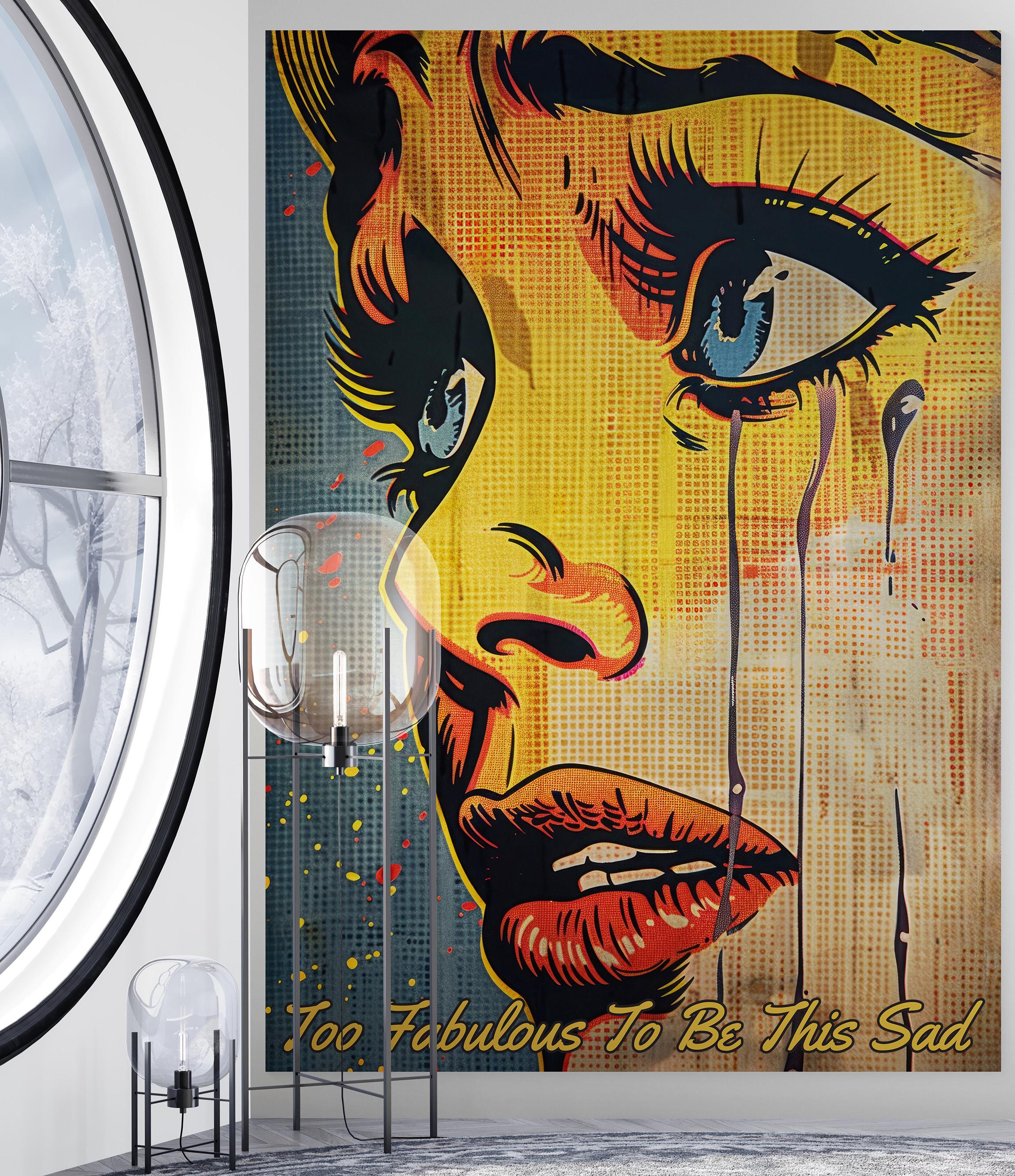 4261 Glam Fashion Female Vintage Pop Patterned Belt Portrait Wall Plaque, Vibrant Retro Glam Portrait Canvas, Colorful Pop Art Face  main image 2