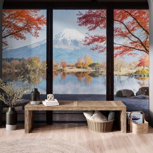 Mount Fuji 3D Wallpaper Peel and Stick Wall Mural. Scenic Lake View. Japanese Landscape Decor. Asian Theme Decor. #6988