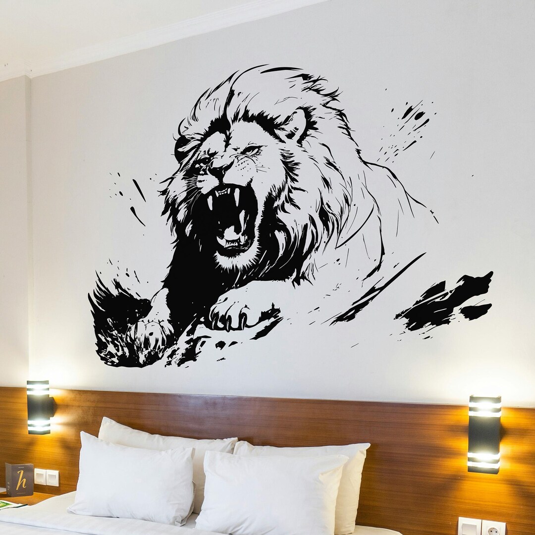 Roaring Lion Wall Decal Sticker. Motivational Jungle King Vinyl Art for ...