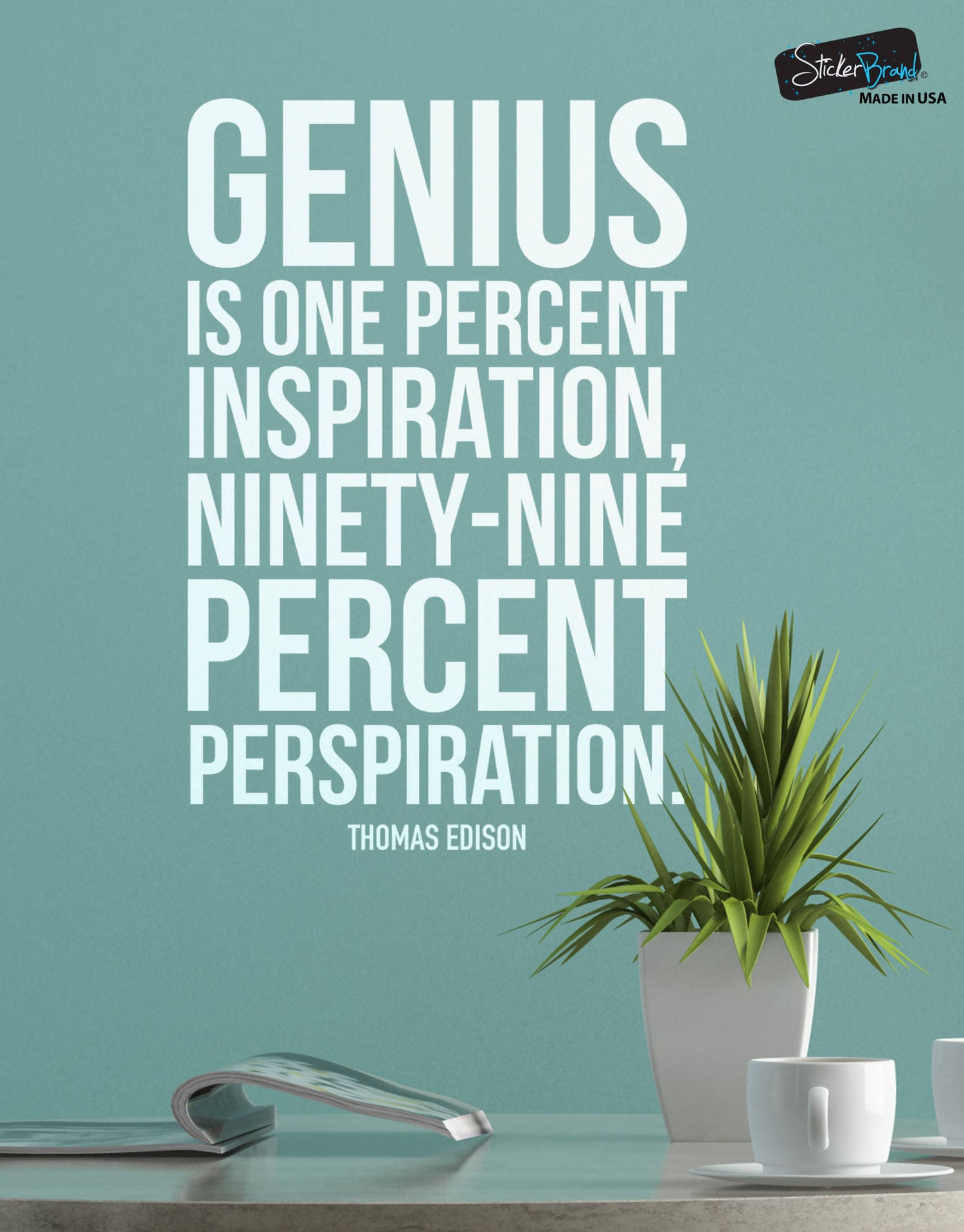 Thomas Edison Quote: Genius is One Percent Inspiration, Ninety-Nine Percent  Perspiration Motivational Quote Wall Decal Sticker #6090 - Etsy 日本, image size:1500x1916