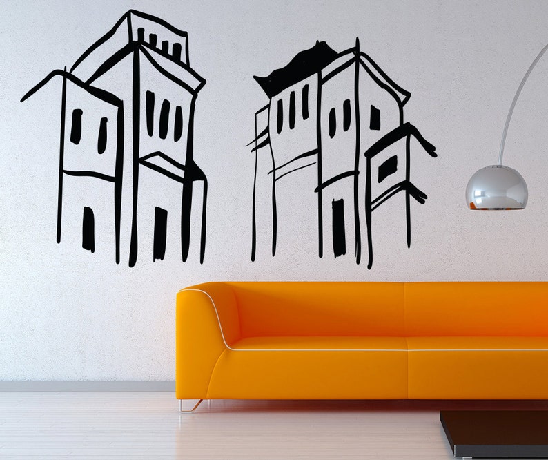 Vinyl Wall Decal Sticker Building Sketch OSMB1050B Etsy
