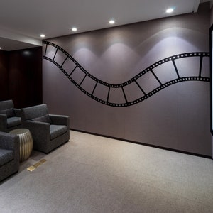 Wavy Film Strip Vinyl Wall Decal Sticker. Movie Theatre Theme Room Decor. Man Cave Decor. #1200