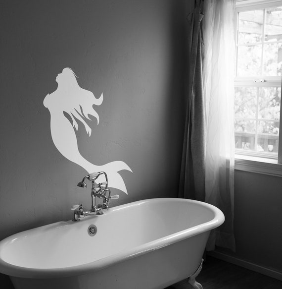 Mermaid Wall Decal Sticker. Girl's Room Wall Mermaid Silhouette. Kid's Room Decor. Bathroom Wall Art. Bath Tub Wall Decor.  #OS_AA1207