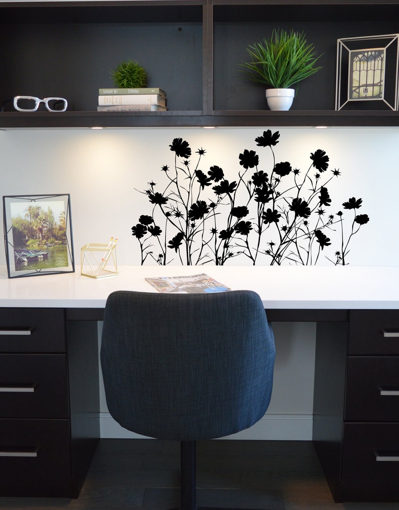 Flower Wall Decal. Floral Wall Decal. Field of Wild Flowers Etsy