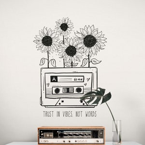 Music Vibes Wall Decal - &quot; Trust in Vibes, Not Words &quot; - Perfect for Music Rooms and Studios. Music Classroom Wall Art Decor. #6556