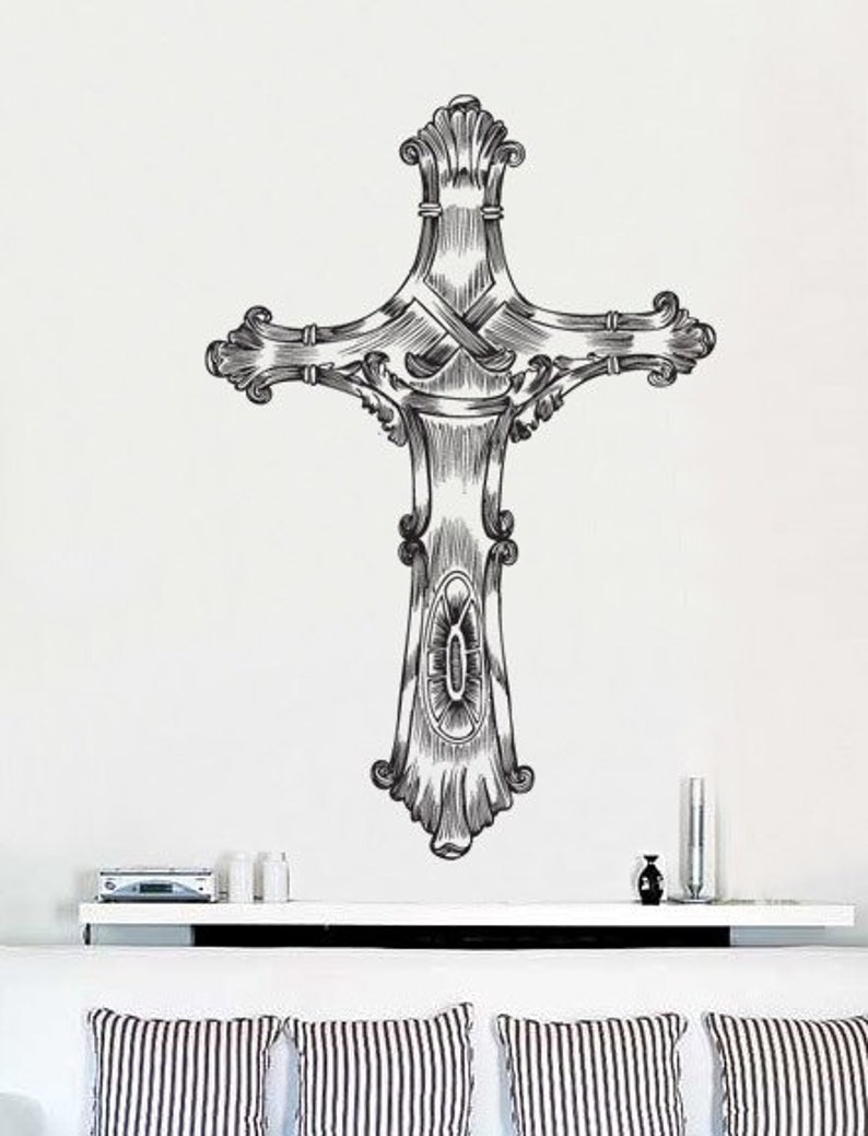 Vinyl Wall Decal Sticker Religious Christian Cross Etsy