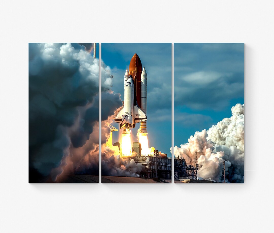 NASA Space Shuttle Canvas 3 Piece Print Space Theme Wall Decor Kid's ...