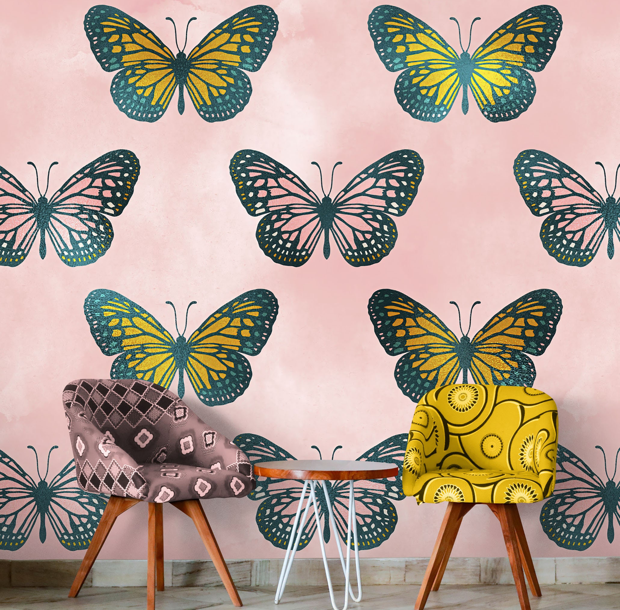 Pink and Gold Butterfly Wallpaper - Etsy, image size:2062x2029