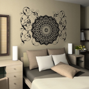 Vinyl Wall Decal Sticker Arabic Flower Circle Design OSAA347B