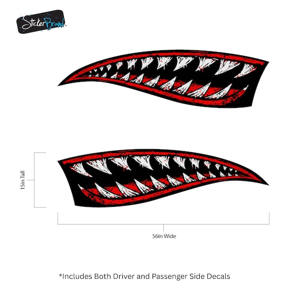 Flying Tiger Shark Military Bomber Design Decal. Big Mouth Jaws