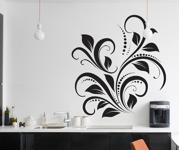 Star Floral Vine Vinyl Art Decals Modern Wall Art