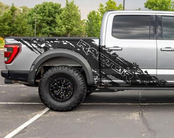 Calcomanía para camioneta Raptor, pegatina gráfica para panel lateral de camioneta con diseño de salpicaduras de barro todoterreno. Juego de 2. Calcomanía gráfica para la caja de la camioneta. Ranger Raptor. #7084