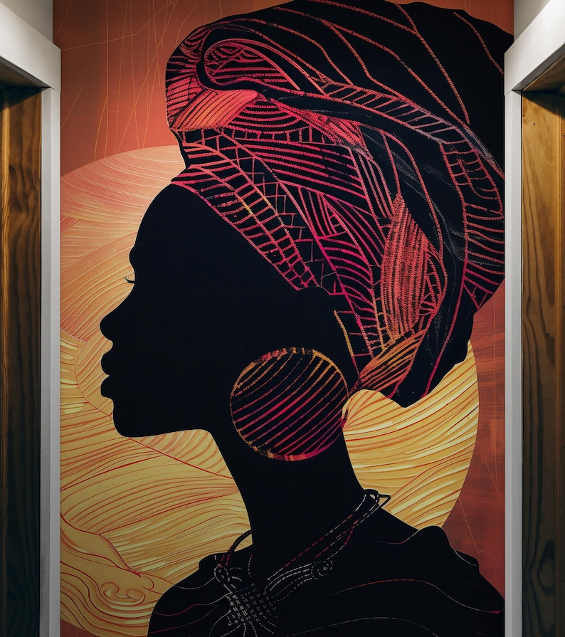 Afrocentric Fashion Wallpaper Mural – African-inspired Art With Sunset ...