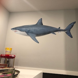 Great White Shark Wall Decal Sticker. Kid&#39;s Room Wall Art. Marine Life Wall Art. Bathroom Beach Theme Decor. Shark Attack Sticker. #6084