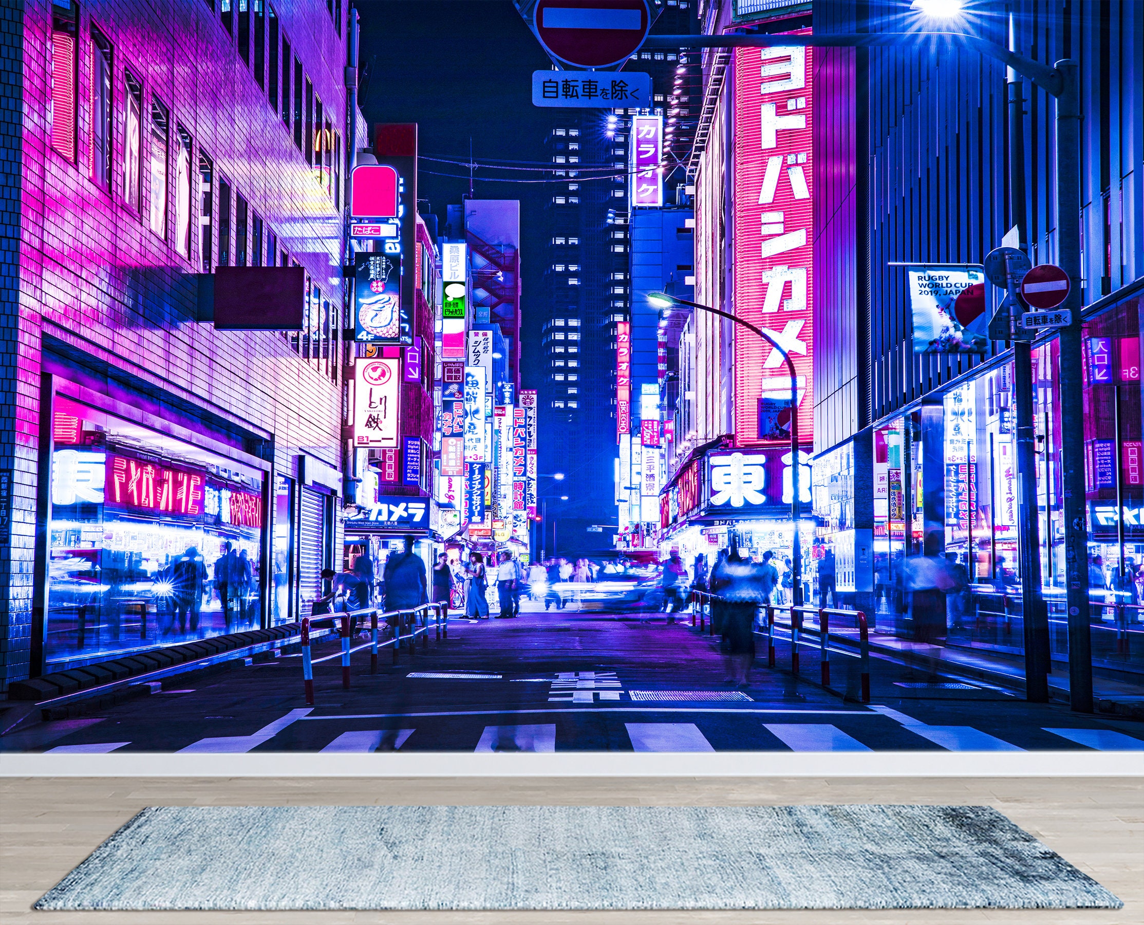 Тokyo Neon City Removable Wallpaper, Japanese Traditional Wallpaper