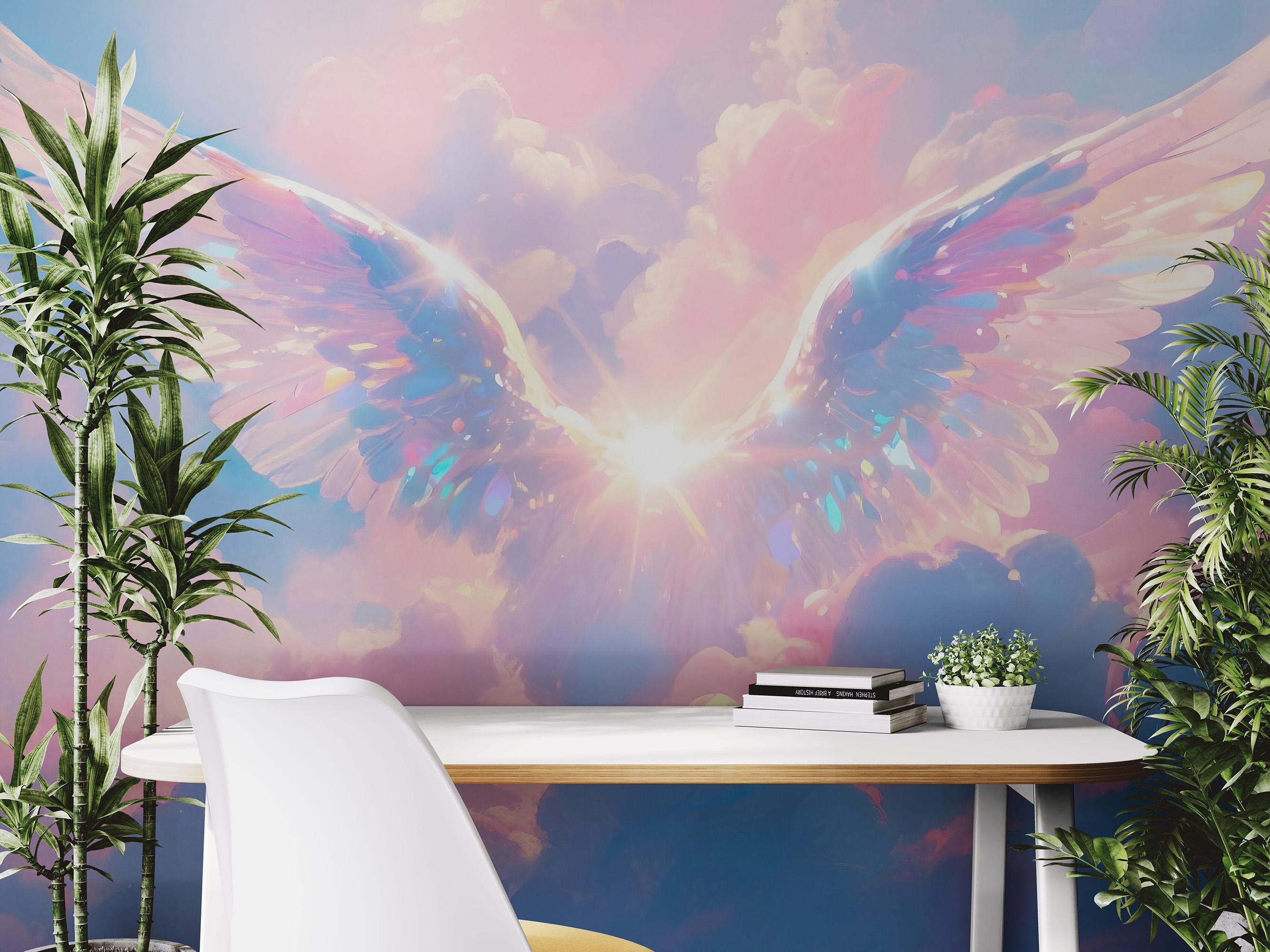Angel Wings Wallpaper Mural. Blue and Purple Cloud Peel and Stick Wall ...