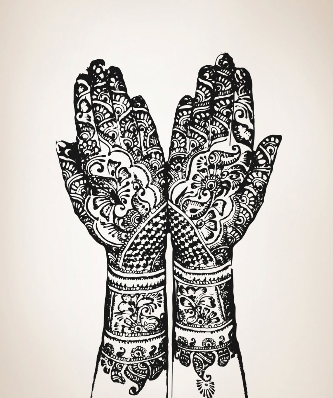 Vinyl Wall Decal Sticker Henna Hands OSAA383s Etsy