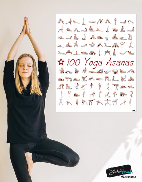 100 Yoga Poses Asanas Poster. Instructional Graphic Poster for Yoga Studio  or Home. 6109 -  Canada