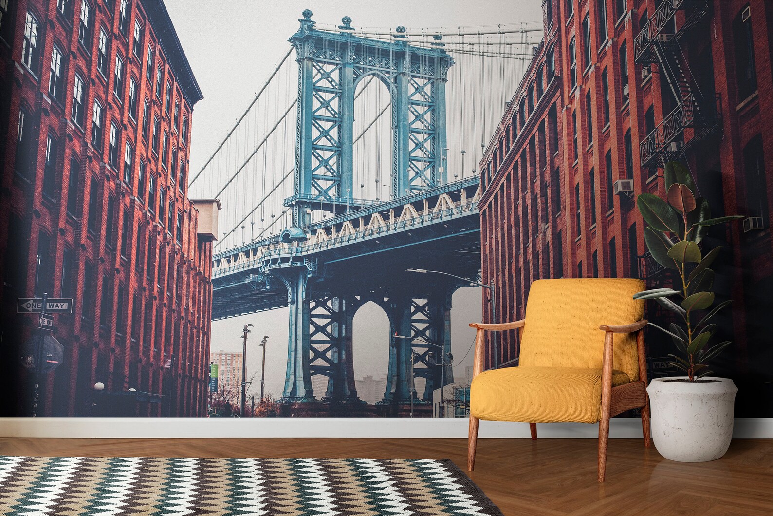 New York City Wall Mural Peel and Stick Wallpaper. Vintage Dumbo NYC ...