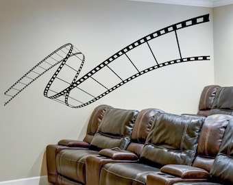 Wavy Film Strip Vinyl Wall Decal Sticker. Movie Theatre Theme Room Decor. Man Cave Decor. Film Reel Cinema Art. #6780