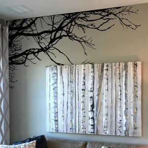Autocollant mural en vinyle avec branches au sommet d'un arbre pour la décoration murale de votre chambre. Autocollant mural de branches darbre. Art mural de salle de bain. 444 image 4