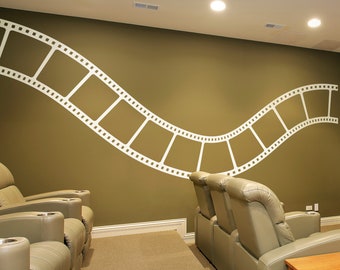 Movie Film Strip Wall Decal. Wavy Film Strip for the Movie Room. Theatre Room Decor. Man Cave Decor. Movie Director / Film Buff Gift. #1200
