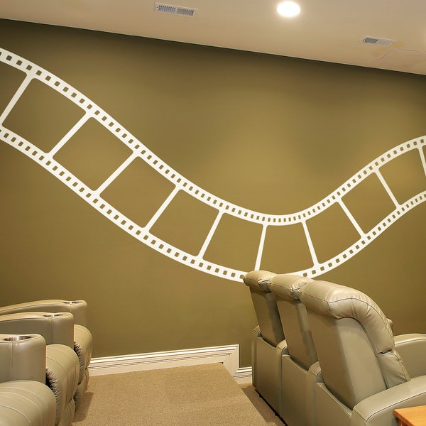 Movie Film Strip Wall Decal. Wavy Film Strip for the Movie Room. Theatre Room Decor. Man Cave Decor. Movie Director / Film Buff Gift. #1200