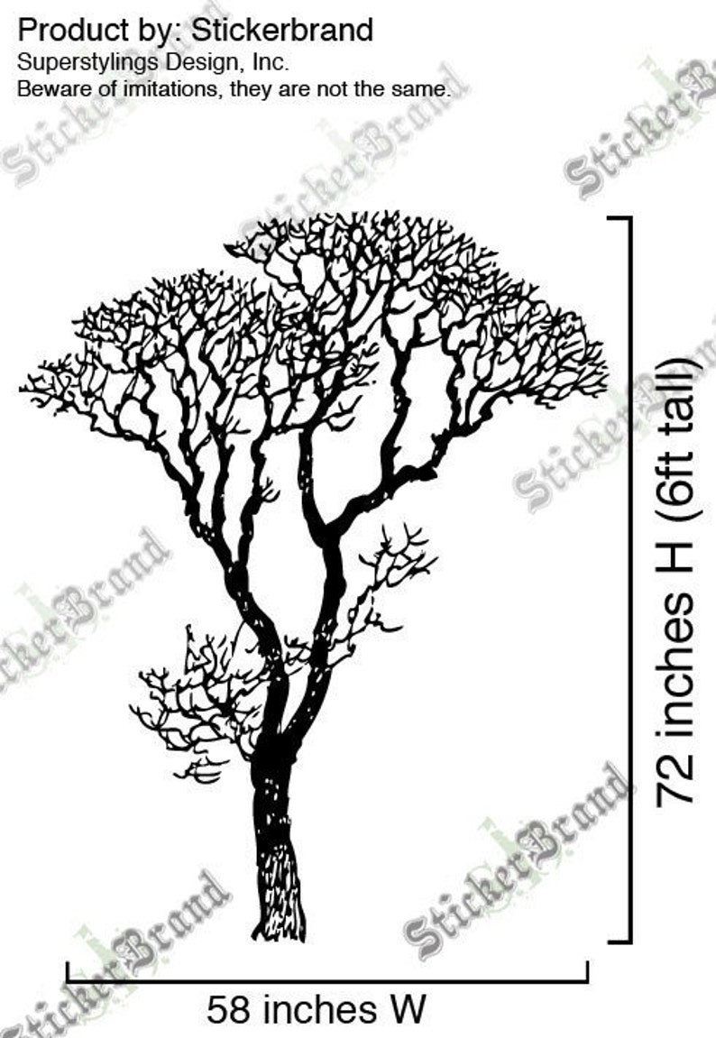 Vinyl Wall Decal Sticker Bare Tree Decoration 6 Ft Tall 240A