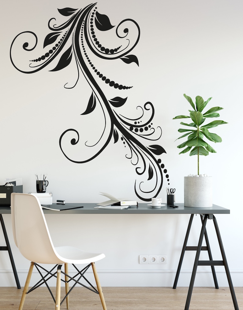 Swirly Vines Vinyl Wall Decal Sticker. 42in Tall X 36in Wide. Etsy