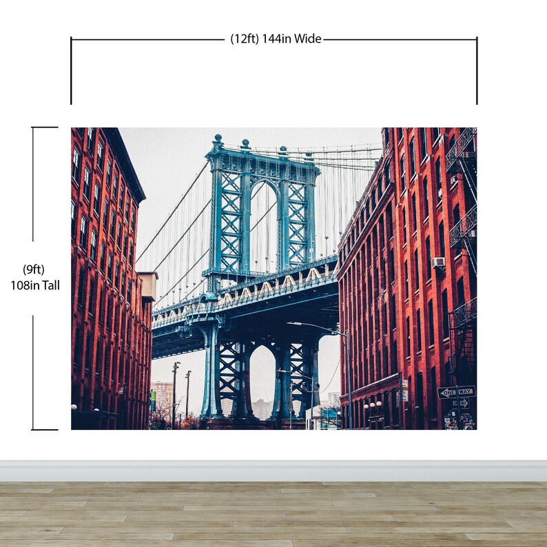 New York City Wall Mural Peel and Stick Wallpaper. Vintage Dumbo NYC ...