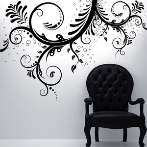 Flower Floral Swirl Wall Decal Sticker. Bedroom Wall Art. Living Room Wall Decor. Nursery Decor. Hair Salon Wall Art. Restaurant Art. 310 image 10