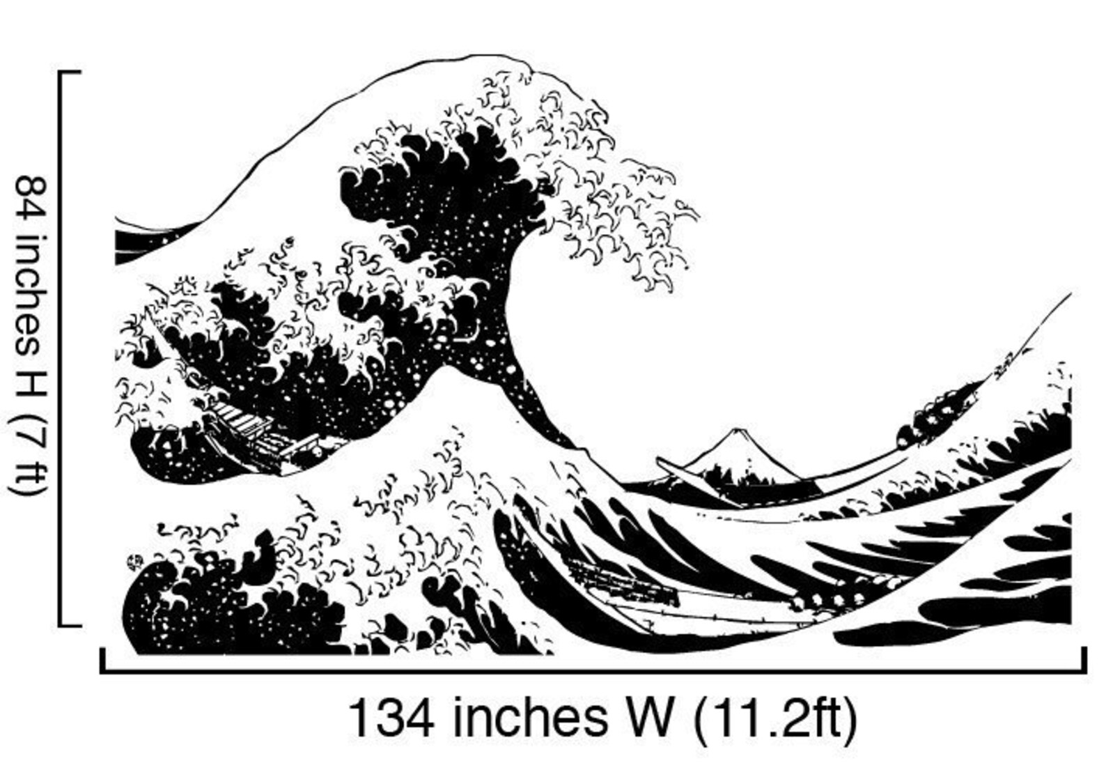 Vinyl Wall Decal Sticker Japanese Great Wave Hokusai LARGE 7ft Etsy