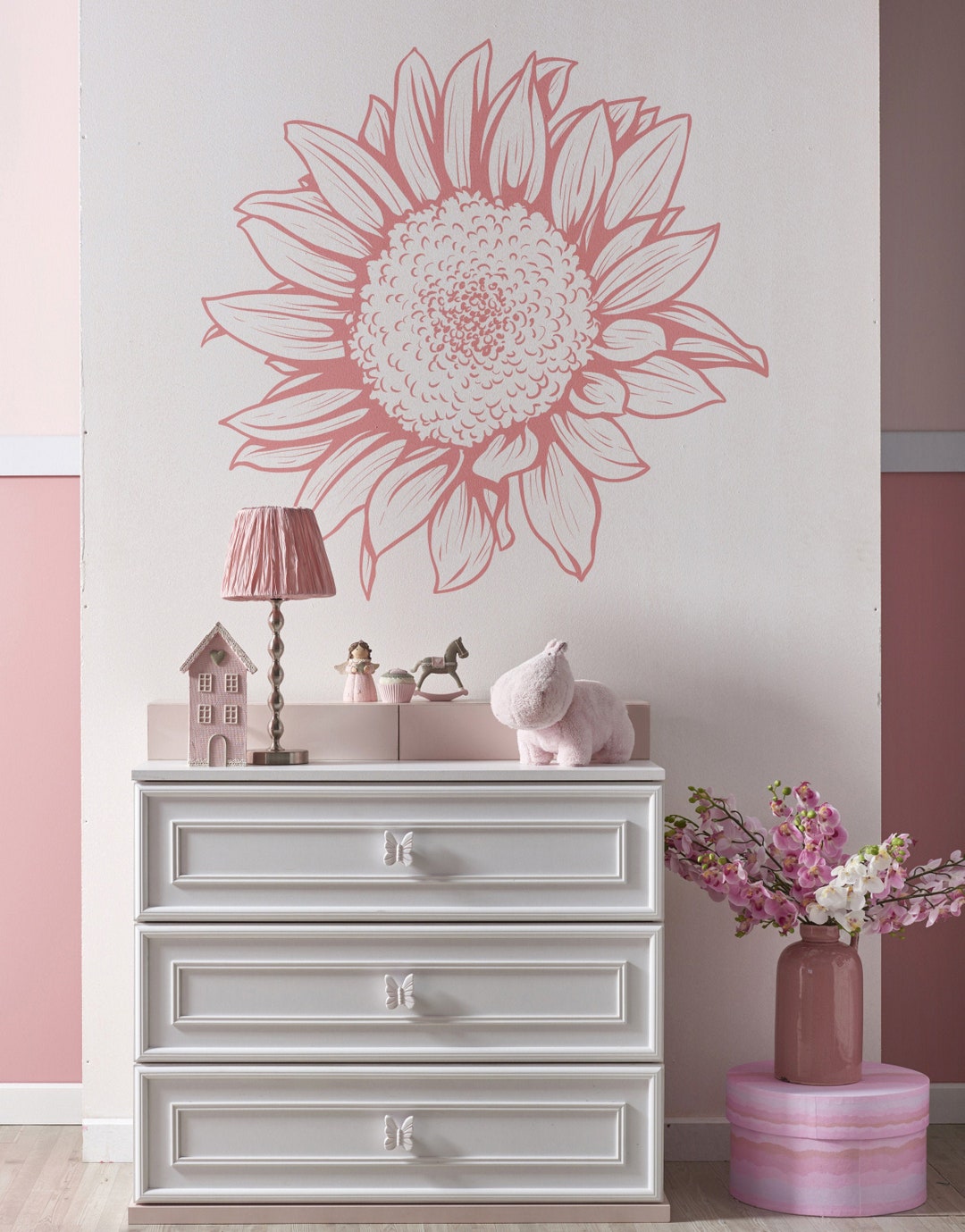 Sunflower Wall Decal Sticker. Nursery Room Decor Bedroom Etsy