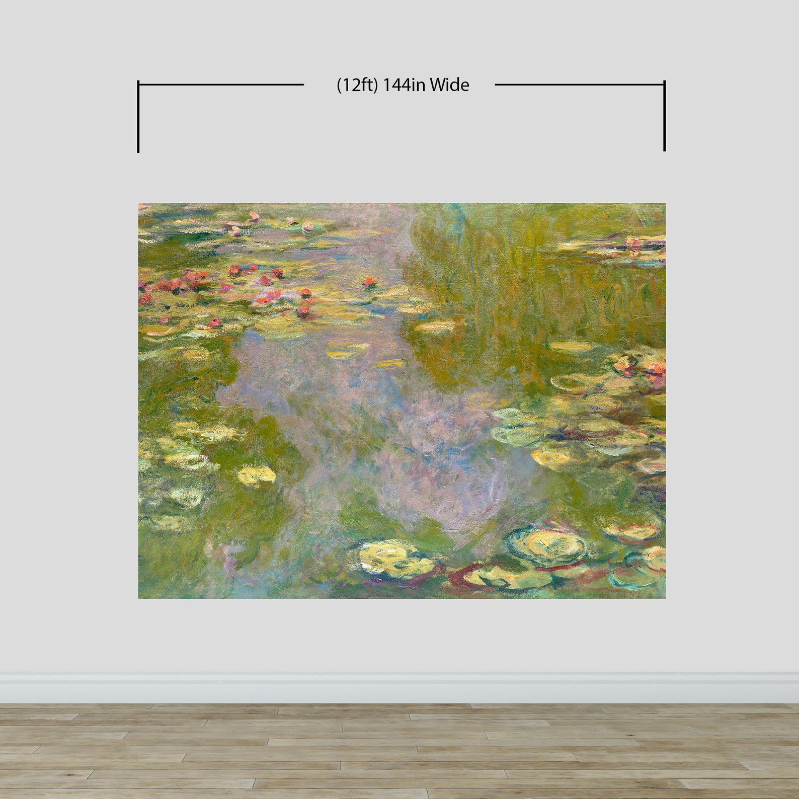 Monet Painting, Water Lilies (From 1919). Peel and Stick Wallpaper Wall Mural. #6333 main image 1