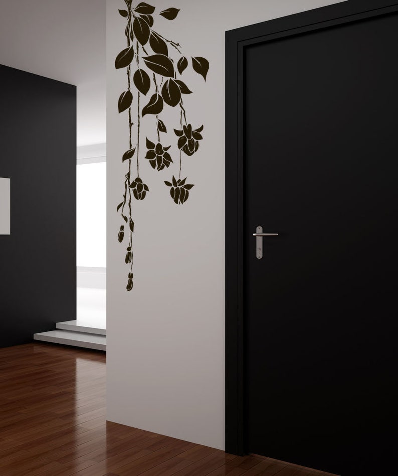 Hanging Flower Vine Wall Decal Bedroom Wall Decor Bathroom Sticker Tree ...