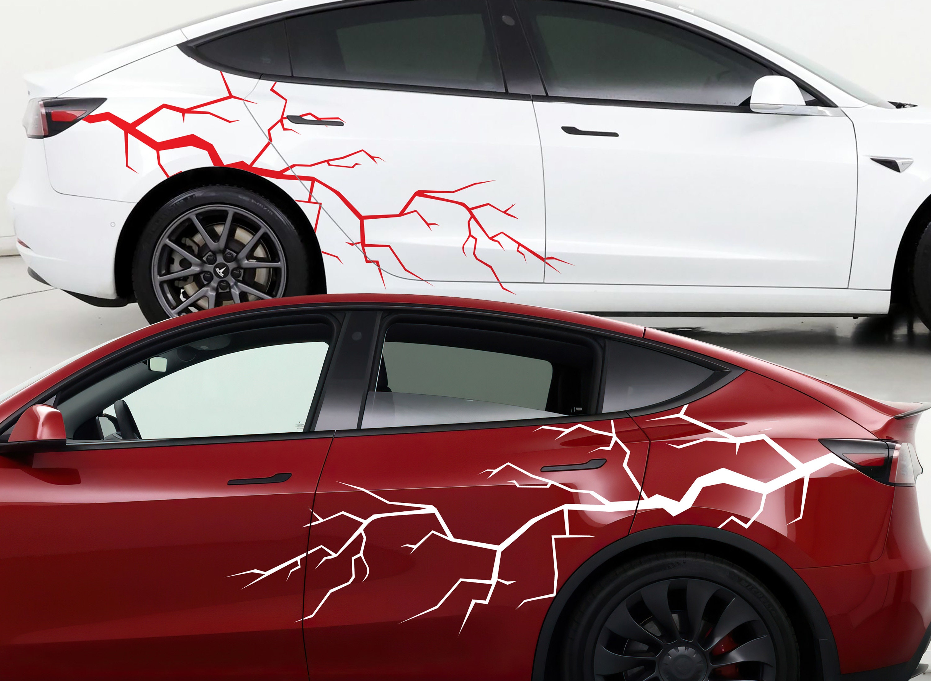 2pcs Vinyl Car Sticker Auto Racing Side Door Decal For Tesla Model