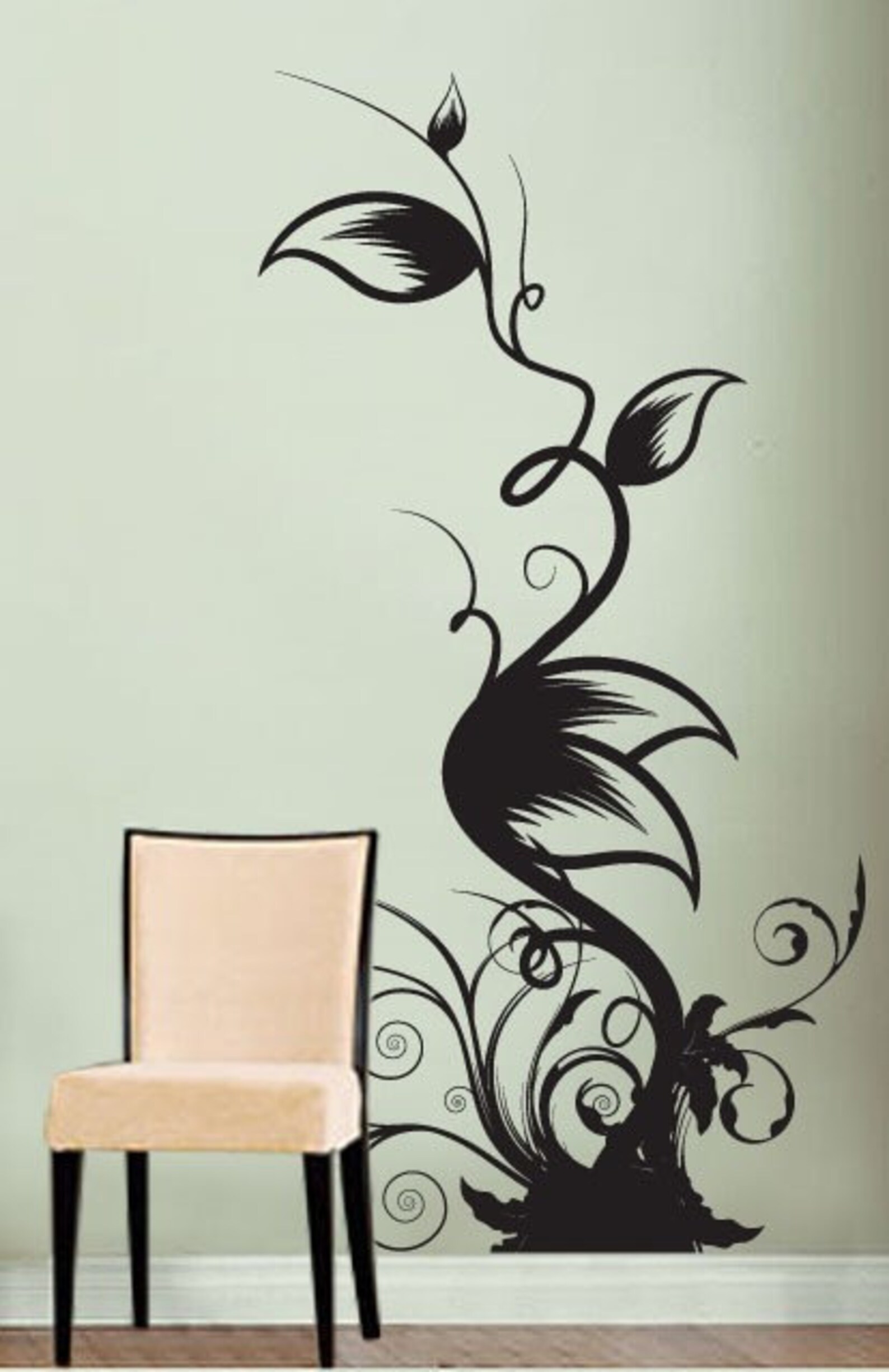 Vinyl Wall Decal Sticker Floral Leaves Swirls 322A Etsy