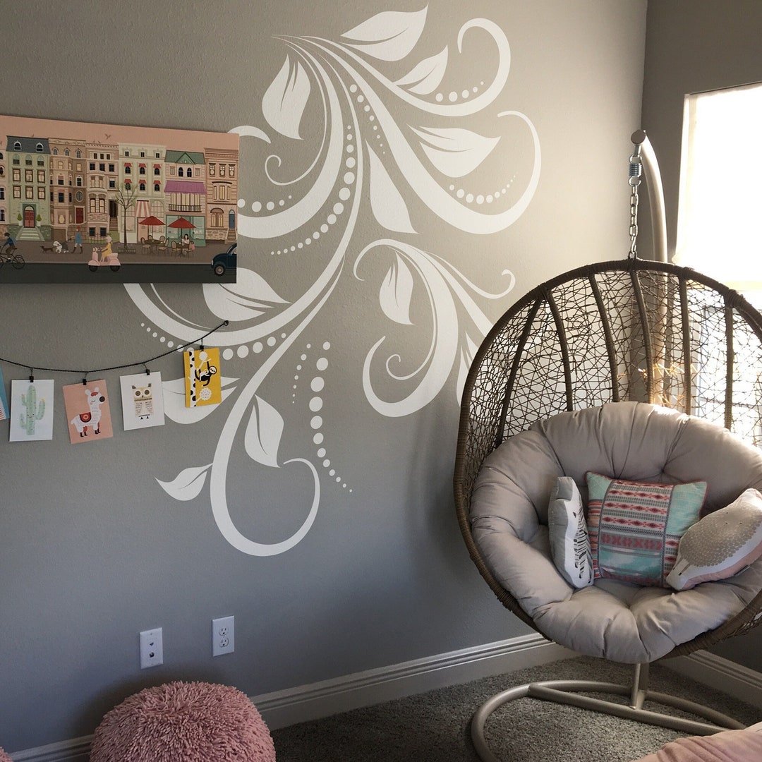Swirl Flower Floral Vinyl Wall Decal Sticker. Living Room Wall Art ...